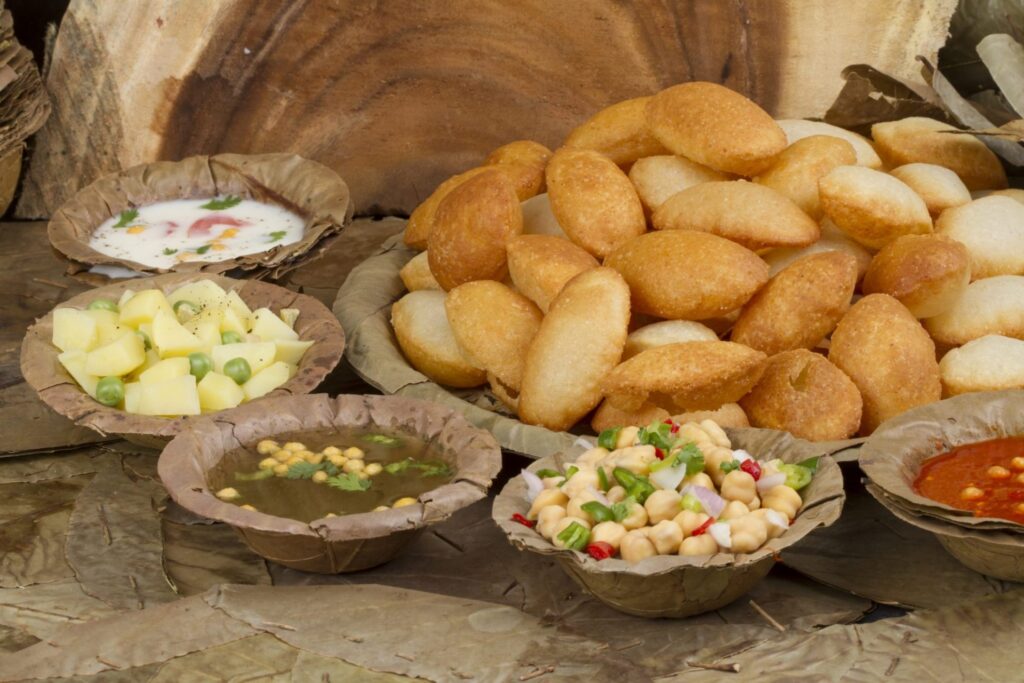 Pani Puri, indian starters along with its side dishes