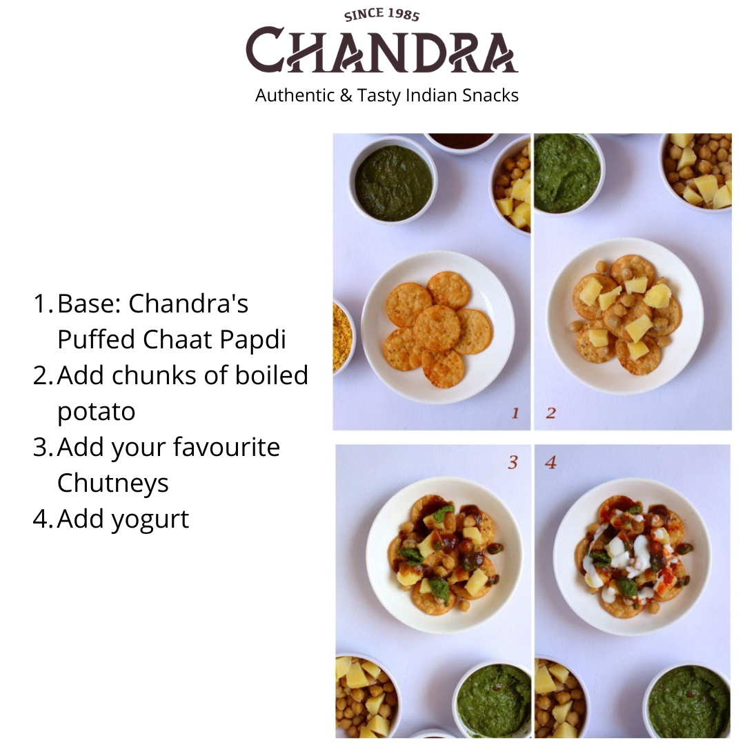Base Chandras Puffed Chaat Papdi Add Chunks Of Boiled Potato Add Your Favourite Chutneys Add Yogurt