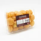 A transparent container with Chandra Foods Logo containing 40 (approx.) Pani Puri Inside by Chandra Foods