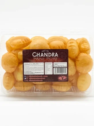A Transparent Container With Chandra Foods Logo Containing 40 (Approx) Pani Puri Inside By Chandra Foods