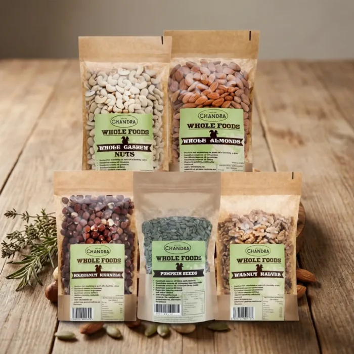 Protein Power Pack (1) Protein Power Pack by Chandra Foods includes whole foods like almonds, cashews, Hazelnuts, Pumpkin Seeds & Walnuts to buy online in UK