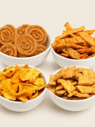 Spicy Crunch Lovers Combo Includes special snacks including Methi Chakri, Masala Papdi, Tikha Para & Fafda to buy in UK