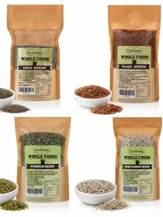 Super Seeds Combo by Chandra Foods with Chia Seeds Flax Seeds Pumpkin Seeds and Sunflower Seeds