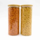 Two types of bundi in two glass container Masala Boondi & Plain Boondi