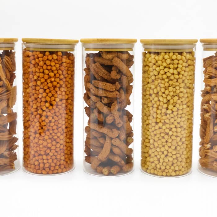 Masala Tum Tum, Tum Tum, Boondi & Masala Boondi, Fulwadi in Glass Containers Masala Tum Tum, Tum Tum, Boondi & Masala Boondi, Fulwadi in Glass Containers