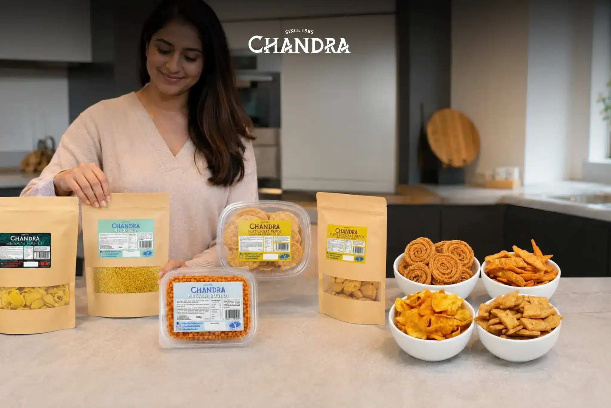 Indian Snack Box Uk With Sev, Gathiya, Papdi And Boondi From Chandra Foods